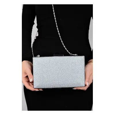 LuviShoes MARSEILLE Silver Sand Glitter Women's Evening Dress Bag