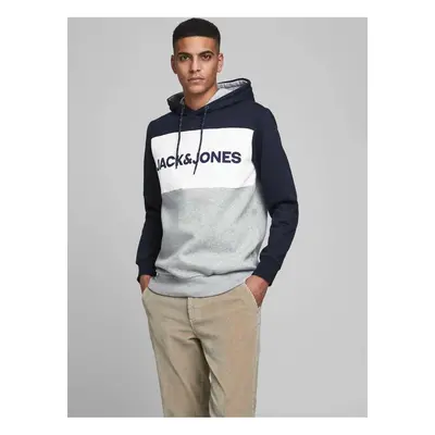 Modro-šedá mikina s kapucí Jack & Jones - Pánské