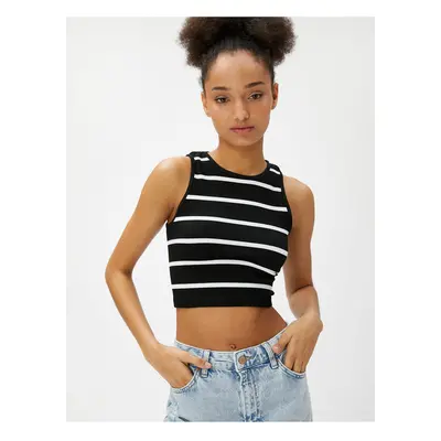 Koton Crop Ribbed Undershirt Basic Halter Neck