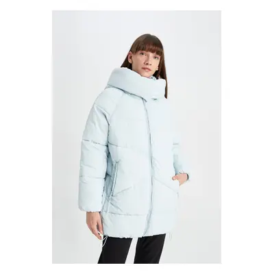 DEFACTO Water Repellent Oversize Wide Mould Puffer Long Coat Parka Heat Insulated Hooded Pocket