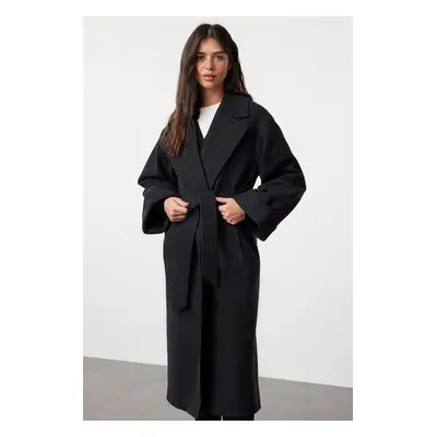 Trendyol Anthracite Stitch Detailed Soft Texture Oversize Coat