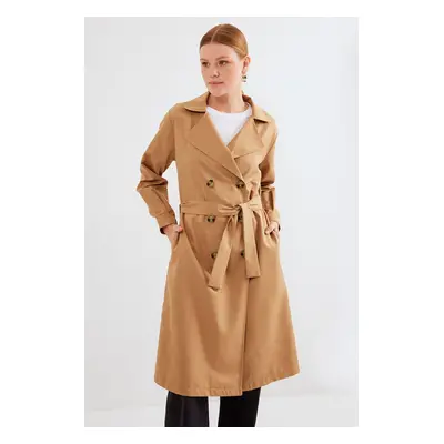 Bigdart Double Breasted Collar Trench Coat - Tan