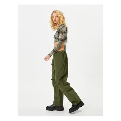 Koton Oversize Parachute Trousers with Floor Detail Pockets Cotton