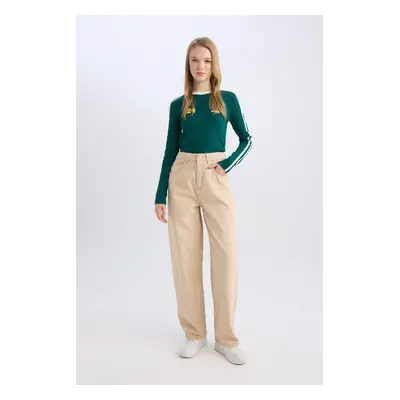 DEFACTO Cool Gabardine Trousers Baggy Fit Regular Waist Pocket Plain Basic