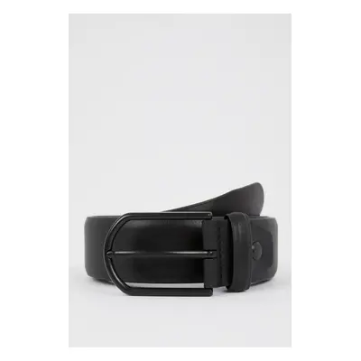 DEFACTO Men's Rectangular Buckle Faux Leather Jean Belt