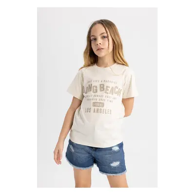 DEFACTO Girl's Regular Fit Short Sleeve T-Shirt