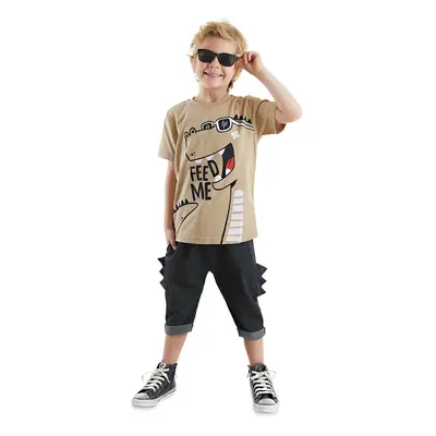 Denokids Funny Dino Boy Summer T-shirt Capri Shorts Set