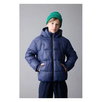 DEFACTO Boy's Water Repellent Hooded Zippered Pocket Coat