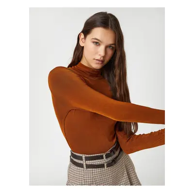 Koton Long Sleeve T-Shirt Crop Half Turtleneck Basic