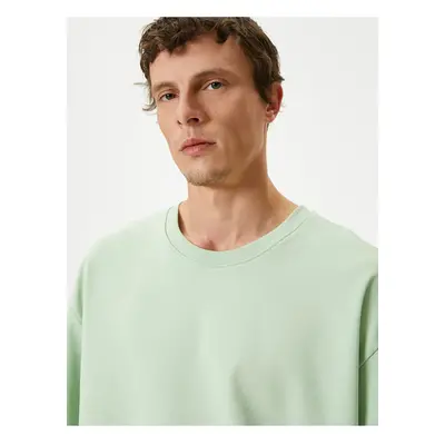 Koton Basic Oversize T-Shirt Crew Neck Off Shoulder Short Sleeve Cotton