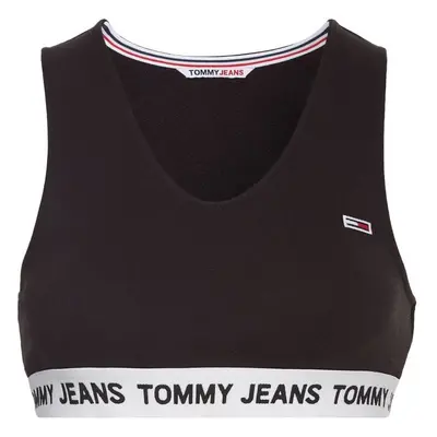 Tommy Jeans Top - TJW SUPER CROP V-LOGO WAISTAND black