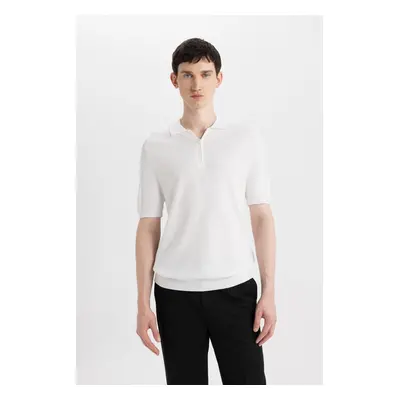 DEFACTO Slim Fit Slim Cut Short Sleeve Basic Plain Knitwear Polo T-Shirt