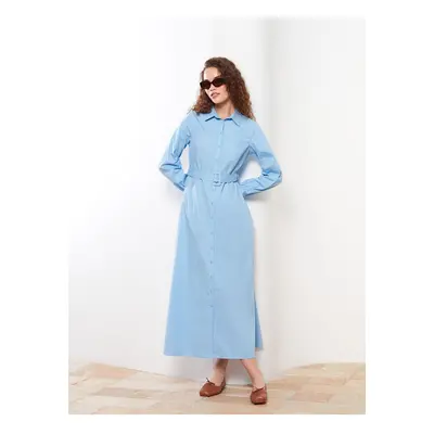 LC Waikiki Straight Long Sleeve Poplin Women's Shirt Dress