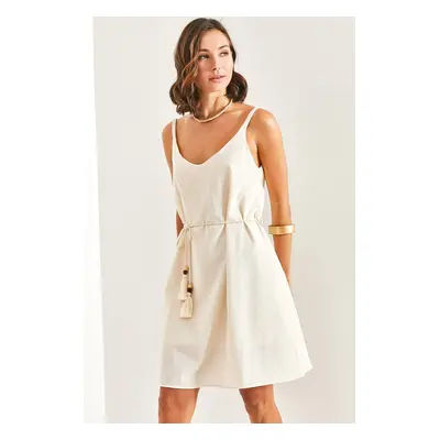 Bianco Lucci Women's Knitted Detail Flam Linen Dress