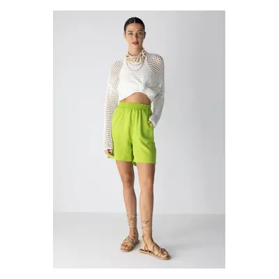 DEFACTO Paperbag Waist Wide Leg Linen Blend Shorts