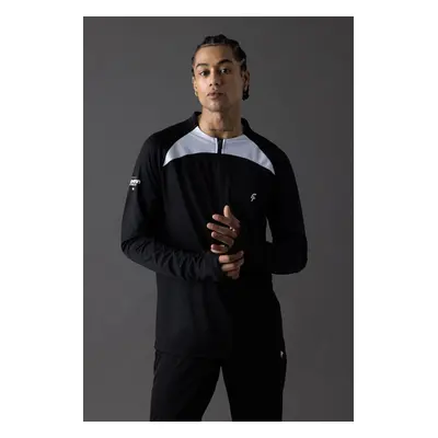 DeFactoFit Slim Fit Stand Collar Printed Heavy Fabric Athlete Sweatshirt