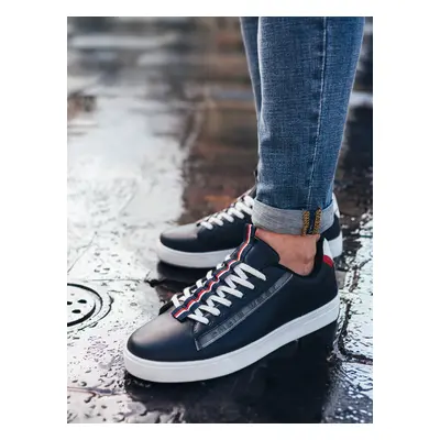 Ombre Men's shoes sneakers with contrasting details - navy blue