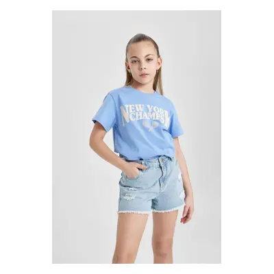 DEFACTO Girls Printed Short Sleeve T-Shirt