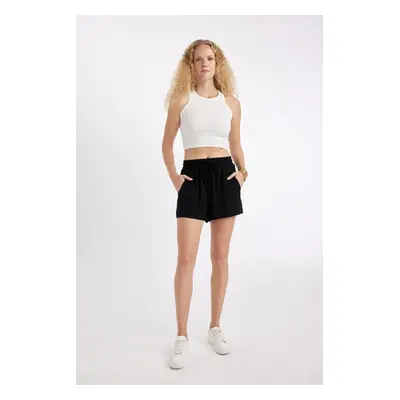 DEFACTO Regular Fit Normal Waist Straight Leg Crinkle Viscose Shorts