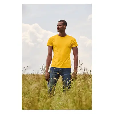 Yellow Iconic Combed Cotton T-shirt Fruit of the Loom