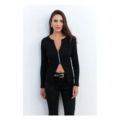 Cool & Sexy Women's Black Zip Camisole Blouse