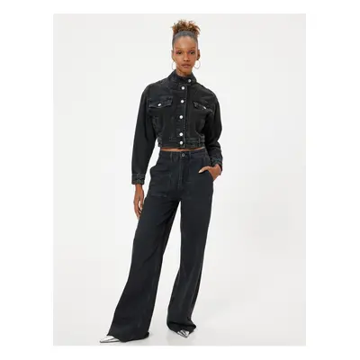 Koton Wide Leg Jeans Buttoned Standard Waist Cotton - Bianca Jeans