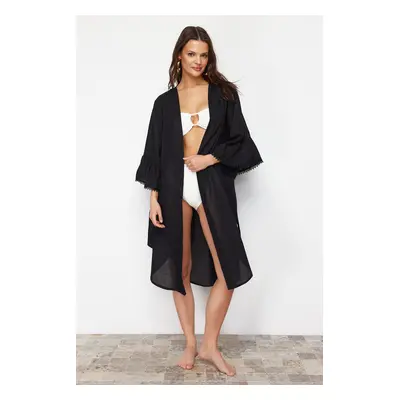 Trendyol Black Belted Mini Woven Kimono & Kaftan