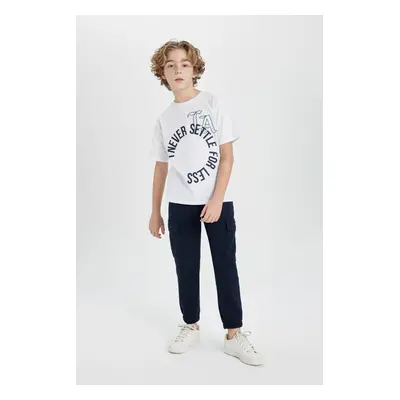 DEFACTO Boy's Printed Short Sleeve T-shirt Sweatpants 2-Piece Set