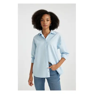 DEFACTO Oversize Wide Cut Oxford Long Sleeve 100% Cotton Shirt