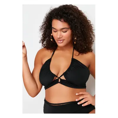 Trendyol Curve Black Tie Detailed Bikini Top