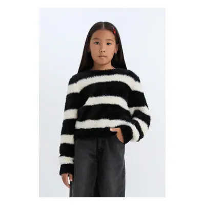 DEFACTO Girl's Crew Neck Striped Knitwear Sweater