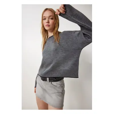 Happiness İstanbul Women's Anthracite Basic Knitwear Sweater