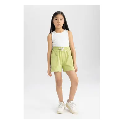 DEFACTO Girl's Pocketed Woven Labeled Shorts