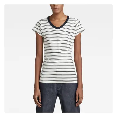 G-STAR T-shirt - Eyben stripe slim v t wmn s\s beige