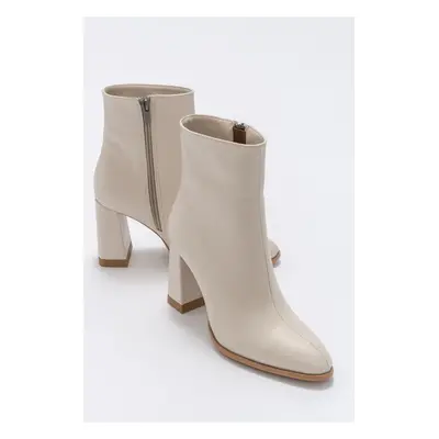 LuviShoes Women's Jewel Beige Skin Heeled Boots.