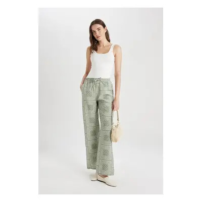 DEFACTO Casual Pants Wide Leg Wide Leg Patterned High Waist