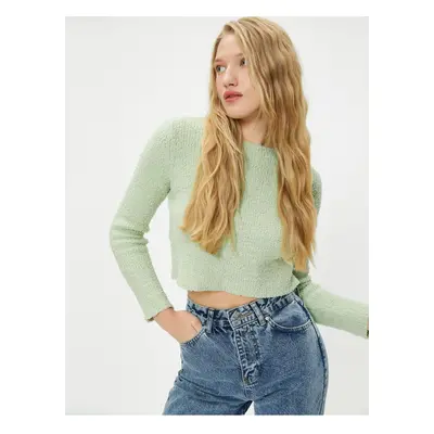 Koton Basic Plush Crop Sweater Long Sleeve Round Neck