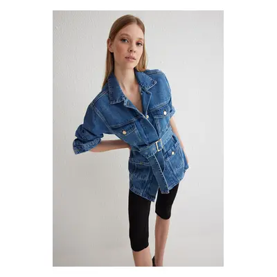 Trendyol Blue Pocket Detailed Denim Jacket