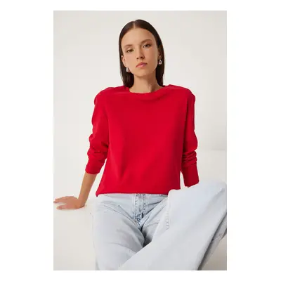 Happiness İstanbul Women's Red Cotton Basic Knitted Blouse