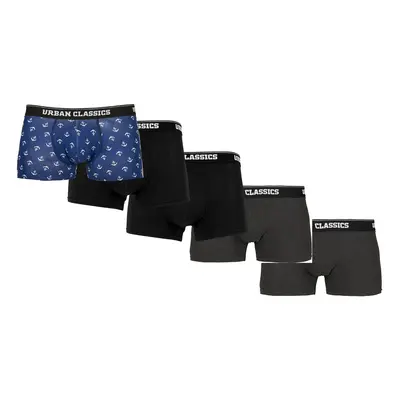 Pánské boxerky 5-pack kotva aop+blk+blk+cha+cha