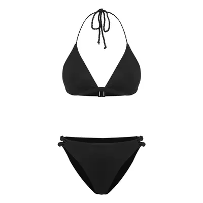 Trendyol Black*001 Flat Triangle Normal Waist Bikini Set with Accessories