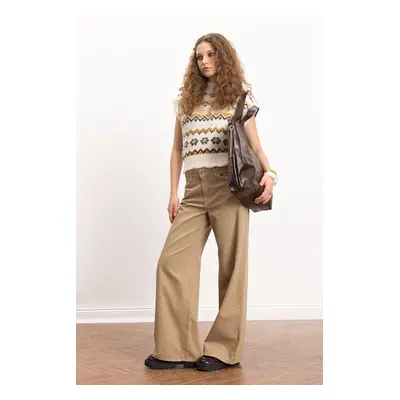 DEFACTO Cool Gabardine Trousers Wide Leg High Waist Wide Leg