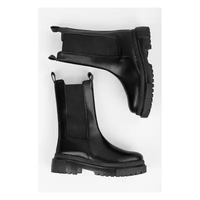 Shoeberry Women's Gaze Black Leather Boots