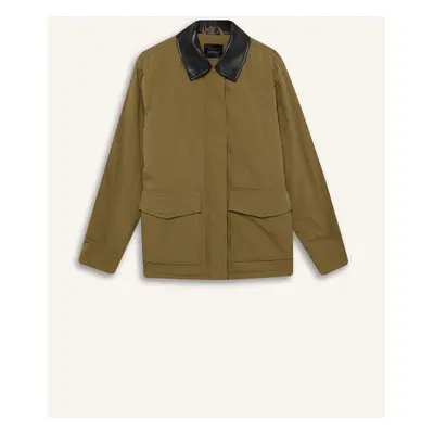 DEFACTO Polo Collar Jacket Zipper Snap Pocket Seasonal Cotton