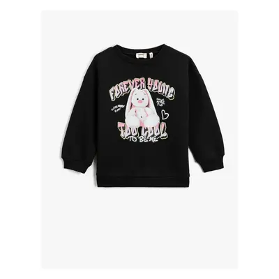 Koton Rabbit Printed Sweatshirt Long Sleeve Crew Neck Raised