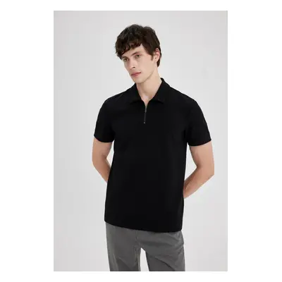 DEFACTO Regular Fit Zipper Collar Short Sleeve Polo T-Shirt