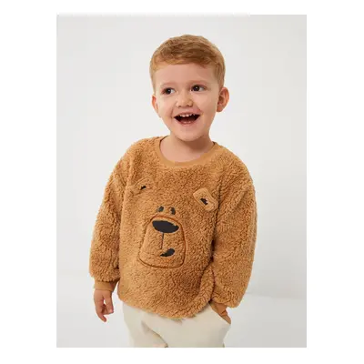 LC Waikiki Lcw Crew Neck Long Sleeve Embroidered Detailed Plush Baby Boy Sweatshirt