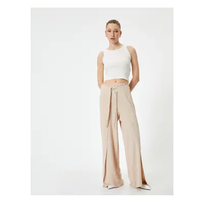 Koton Wide Leg Trousers with Cap, Tie Detail, Elastic Waist