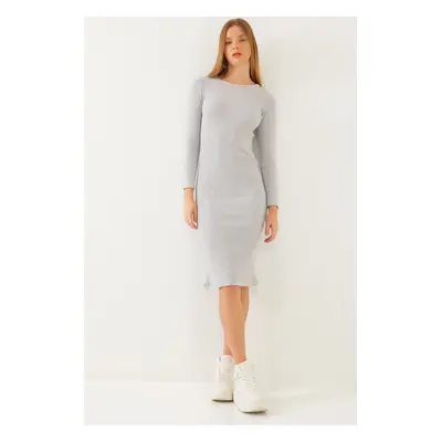 Bianco Lucci Women's Crew Neck Long Sleeve Dress