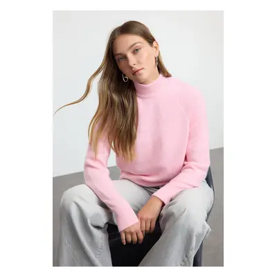 Trendyol Pink Wool High Collar Knitwear Sweater